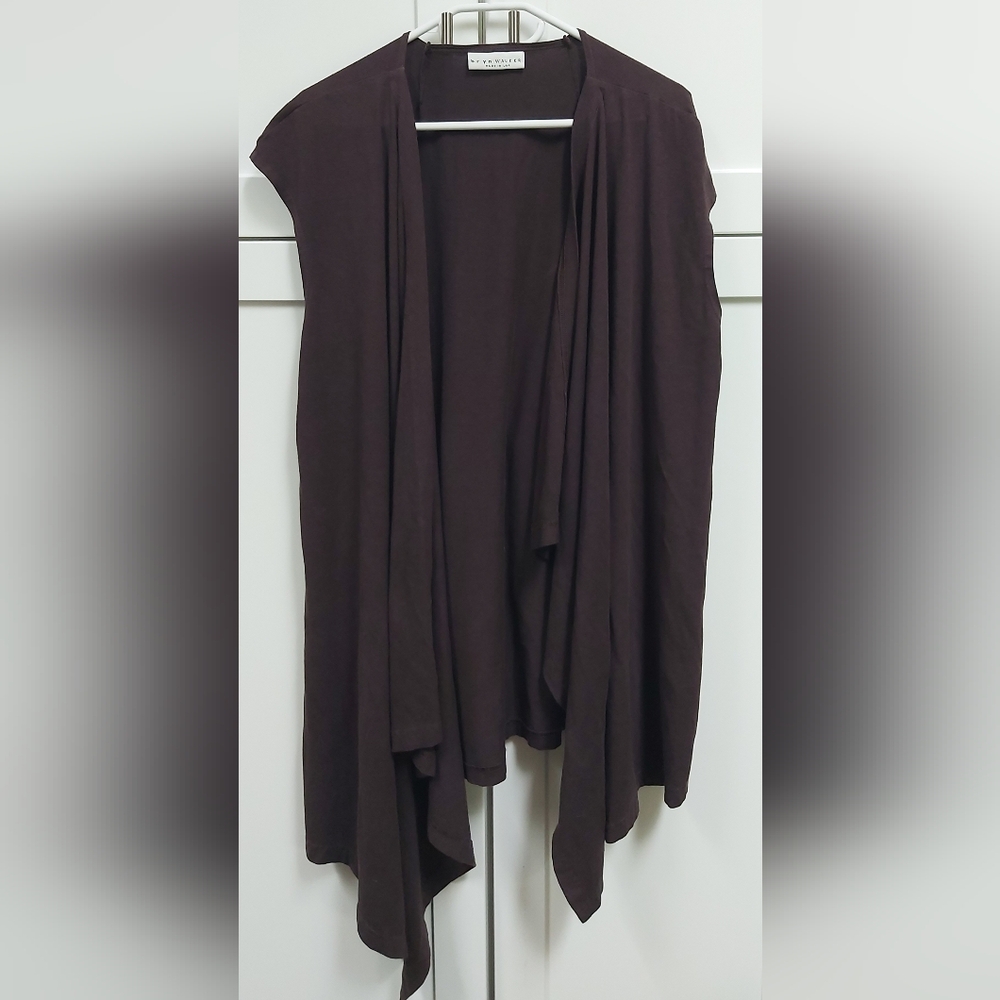 bryn Walker dark brown jersey vest